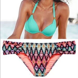 Rare Victoria's Secret Bombshell Aqua Top The Knockout Diamond Print Bikini